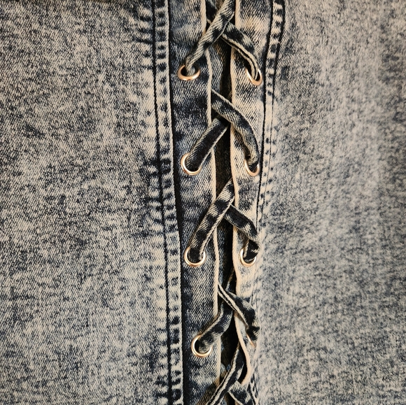 Denim Tie-front Mini Dress - Picture 2 of 3